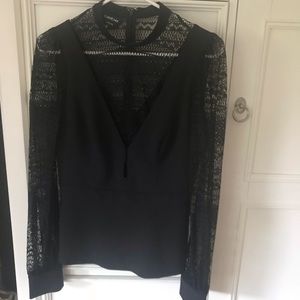 Black Bebe peplum bodice with lace blouse